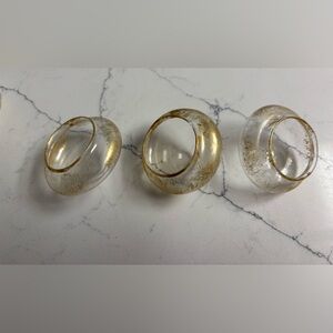 SET OF 3 GOLD FLECK CANDLE TEA LIGHT HOLDERS